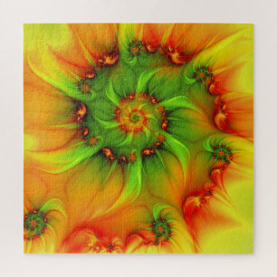 Psychedelic Colorful Modern Abstract Fractal Art Jigsaw Puzzle
