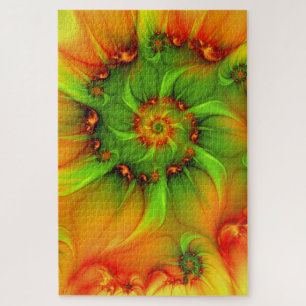 Psychedelic Colorful Modern Abstract Fractal Art Jigsaw Puzzle