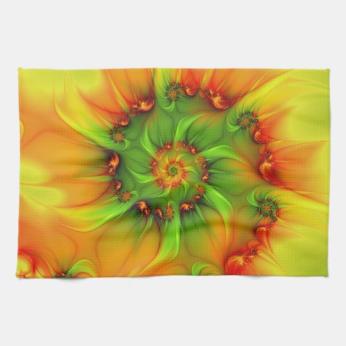 Psychedelic Colorful Modern Abstract Fractal Art Kitchen Towel