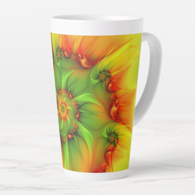 Psychedelic Colorful Modern Abstract Fractal Art Latte Mug (Right Angle)