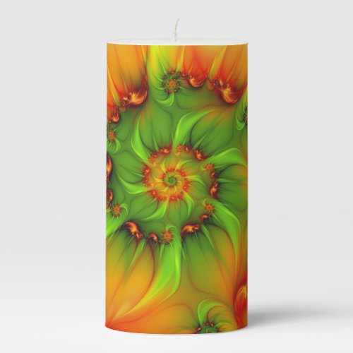 Psychedelic Colorful Modern Abstract Fractal Art Pillar Candle