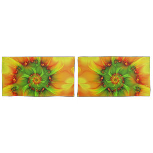 Psychedelic Colorful Modern Abstract Fractal Art Pillow Case