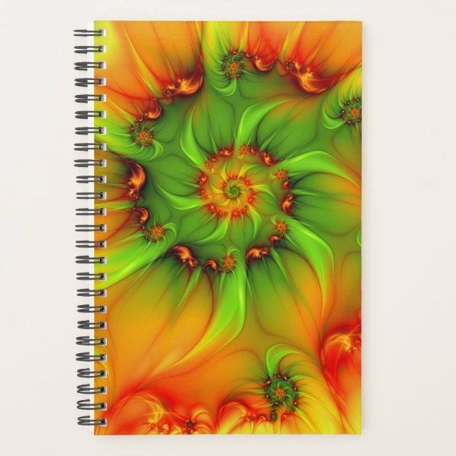 Psychedelic Colorful Modern Abstract Fractal Art Planner (Front)