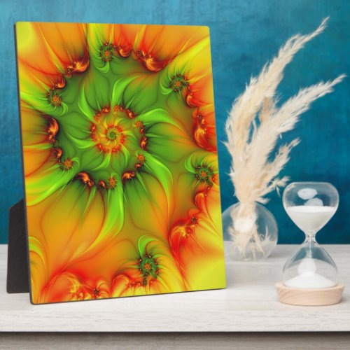 Psychedelic Colorful Modern Abstract Fractal Art Plaque