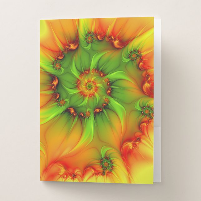 Psychedelic Colorful Modern Abstract Fractal Art Pocket Folder (Front)