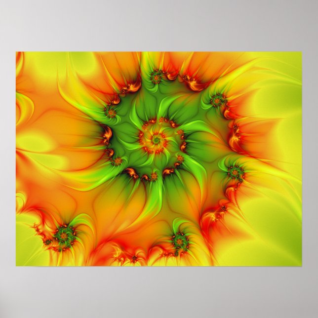 Psychedelic Colorful Modern Abstract Fractal Art Poster (Front)