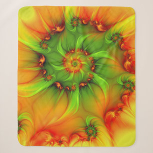 Psychedelic Colorful Modern Abstract Fractal Art Sherpa Blanket