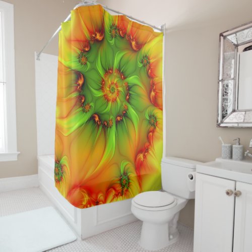 Psychedelic Colorful Modern Abstract Fractal Art Shower Curtain