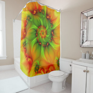 Psychedelic Colorful Modern Abstract Fractal Art Shower Curtain