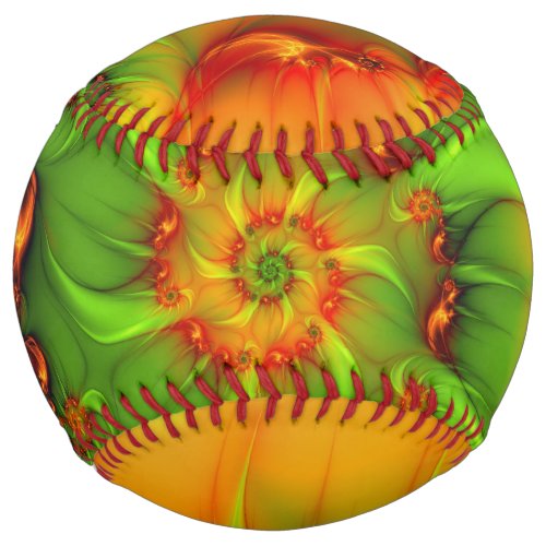 Psychedelic Colorful Modern Abstract Fractal Art Softball