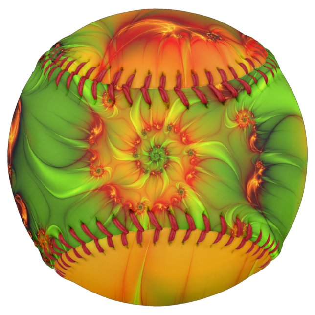 Psychedelic Colorful Modern Abstract Fractal Art Softball (Front)