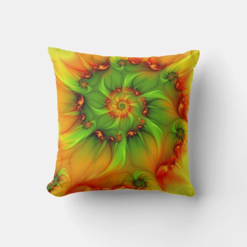 Psychedelic Colorful Modern Abstract Fractal Art Throw Pillow