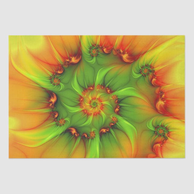 Psychedelic Colorful Modern Abstract Fractal Art Tissue Paper (Front)