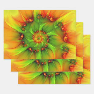 Psychedelic Colorful Modern Abstract Fractal Art Wrapping Paper Sheets