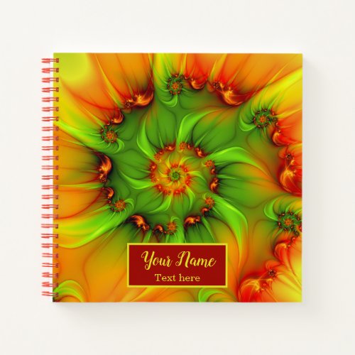 Psychedelic Colorful Modern Abstract Fractal Name Notebook