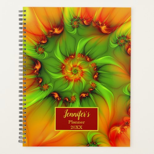 Psychedelic Colorful Modern Abstract Fractal Name Planner