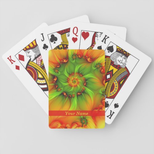 Psychedelic Colorful Modern Abstract Fractal Name Playing Cards
