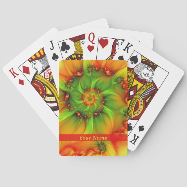Psychedelic Colorful Modern Abstract Fractal Name Poker Cards (Back)