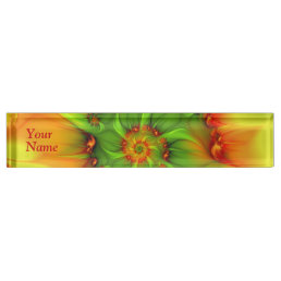 Psychedelic Colorful Modern Abstract Fractal Title Desk Name Plate