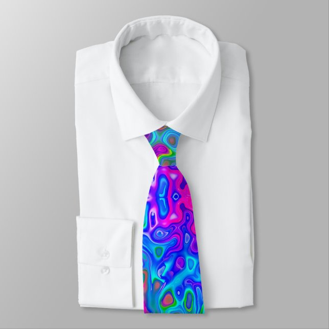 Psychedelic colorful Neck Tie abstract (Tied)