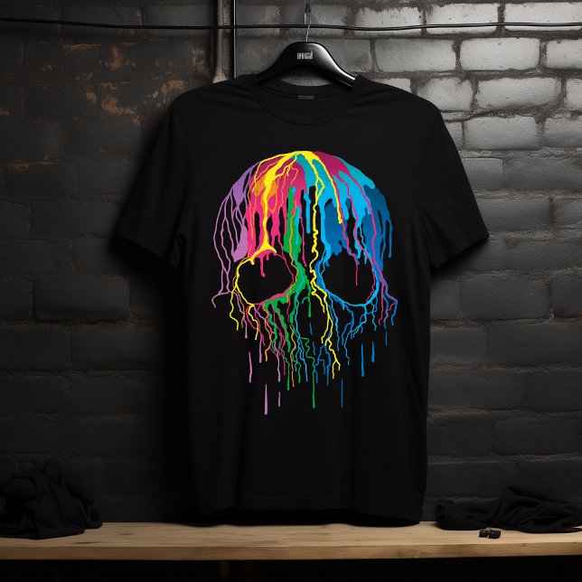 Psychedelic Colorful Pop Art Dripping Skull T-Shirt (Creator Uploaded)