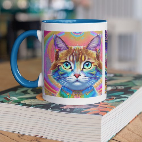 Psychedelic Colorful Royal Cats Mug