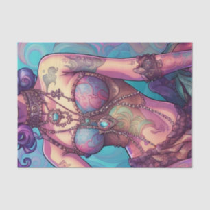 Psychedelic Colorful Tattoo Woman Decoupage Paper