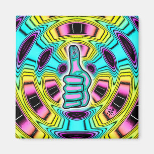 Psychedelic colorful thumbs up v1 magnet