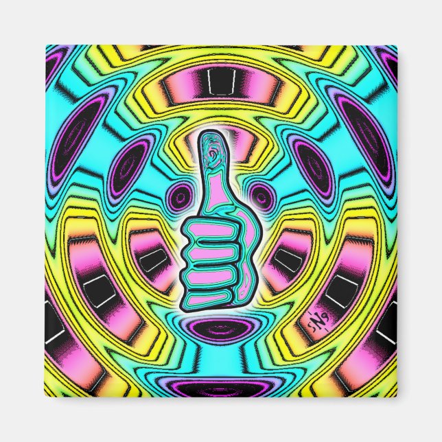 Psychedelic colorful thumbs up v1 magnet (Front)