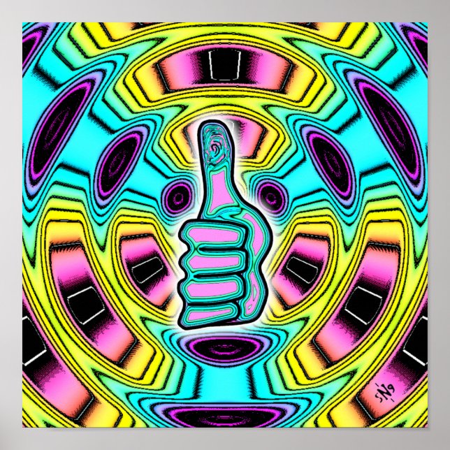 Psychedelic colorful thumbs up v1 poster (Front)