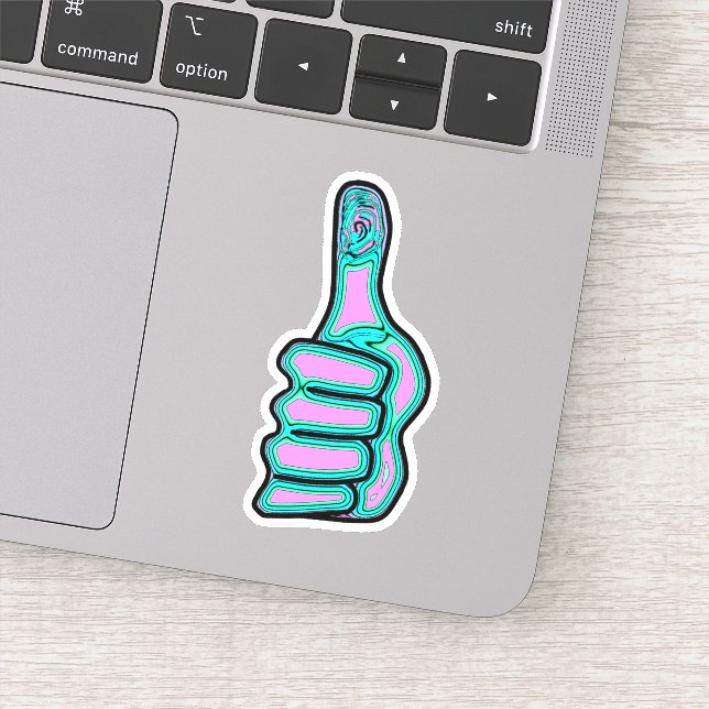 Psychedelic colorful thumbs up v2 sticker (Detail)