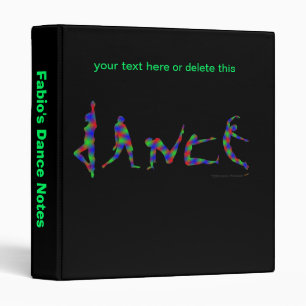 Psychedelic Colors Dance Dancing Silhouettes Black 3 Ring Binder