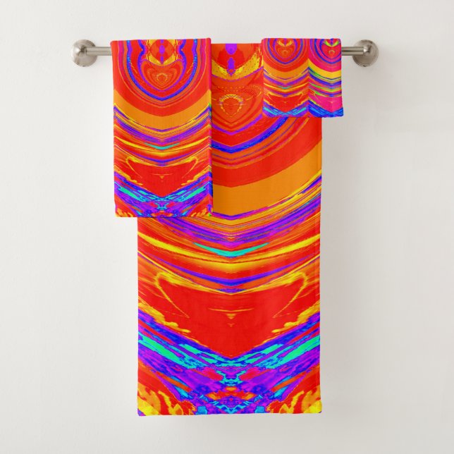 Psychedelic Colors Pattern Bath Towel Set (Insitu)