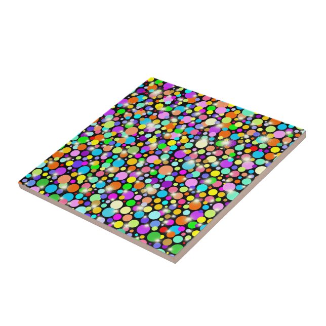 Psychedelic Colors Spheres Ceramic Tile (Side)