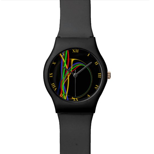 Psychedelic Cool Fractal Neon Glow Abstract Watch