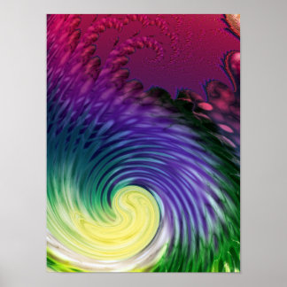 Psychedelic Cosmic Vortex Abstract Fractal Art Poster
