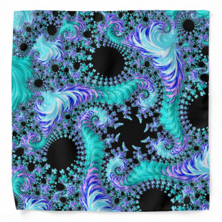 Psychedelic Cyan Tentacle Abstract Fractal Art Bandana