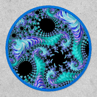 Psychedelic Cyan Tentacle Abstract Fractal Art Patch