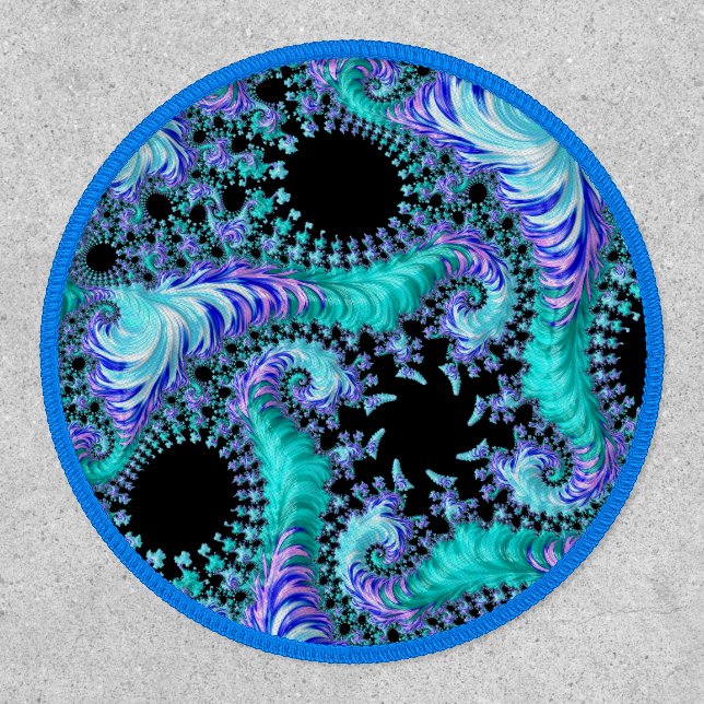 Psychedelic Cyan Tentacle Abstract Fractal Art Patch (Front)