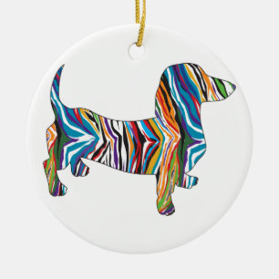 Psychedelic Dachshund Ceramic Ornament