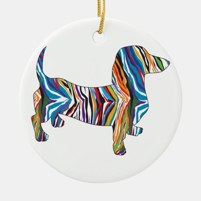 Psychedelic Dachshund Ceramic Ornament (Front)