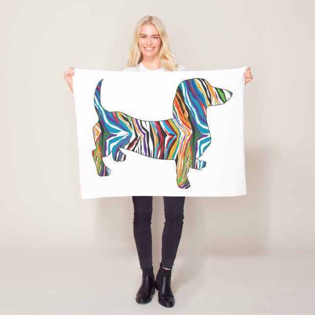 Psychedelic Dachshund Fleece Blanket (In Situ)