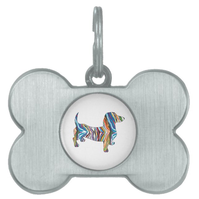 Psychedelic Dachshund Pet Tag (Front)