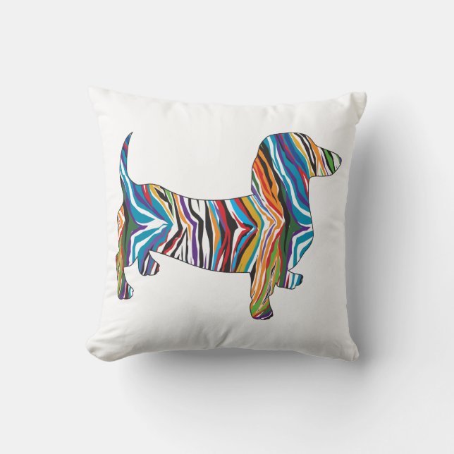 Psychedelic Dachshund Throw Pillow (Front)