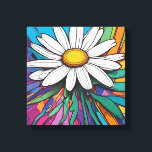 Psychedelic Daisy Pop Art Print<br><div class="desc">Groovy vibes abound in this vibrant psychedelic daisy art print! A bold white daisy with a bright yellow center pops against a swirling background of rainbow hues including blue, pink, orange, and green. This retro-inspired floral illustration brings a touch of flower power and bold color to any space. Perfect for...</div>