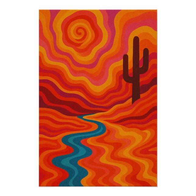 Psychedelic Desert in the Turning Sun Poster (Front)
