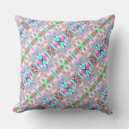 Psychedelic Diagonal Rainbow Reversible Boho Throw Pillow