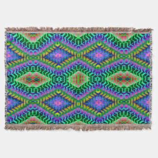 Psychedelic Diamonds Aztec Woven Throw Blanket