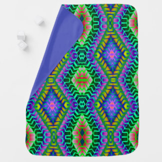 Psychedelic Diamonds - Happy Colors Aztec Pattern Baby Blanket