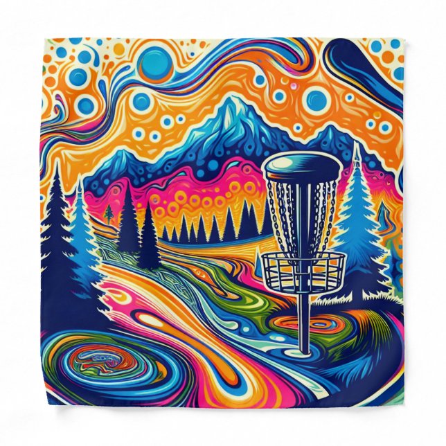 Psychedelic Disc Golf Course in the Mountains Bandana (Front)